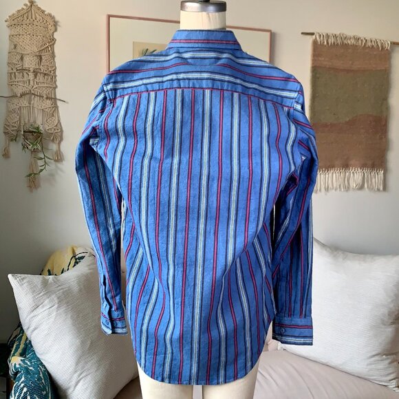 Vintage Sears Wearmaster Stripped Long Sleeve Causal Shirt Heritage Normcore - Picture 8 of 16
